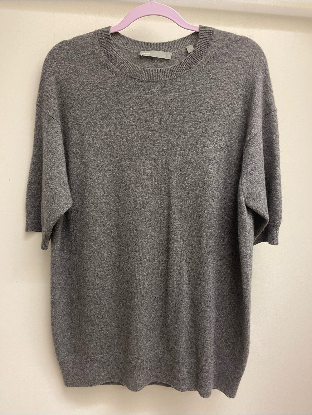 Vince 100% Cashmere Short Sleeve Knit Sweater Luxury Soft Minimalist oversized